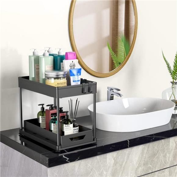 Under Sink Organizers and Storage with Sliding Drawers, Black - Picture 7 of 7